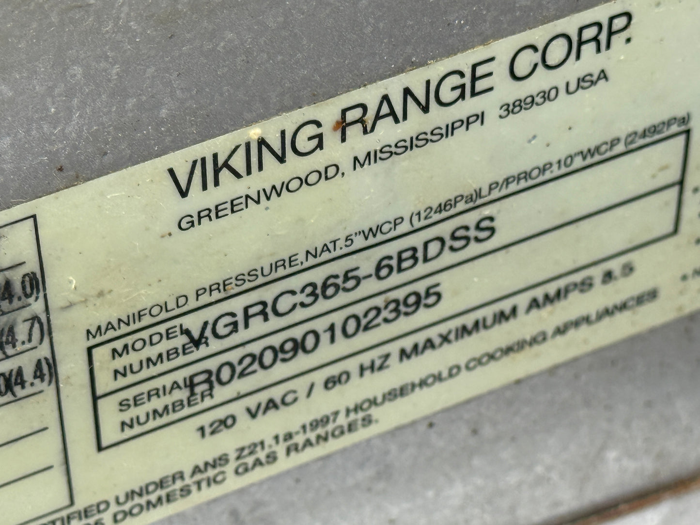 Viking Professional Range 36" - 6 Open Burner - VGRC365-6BDSs